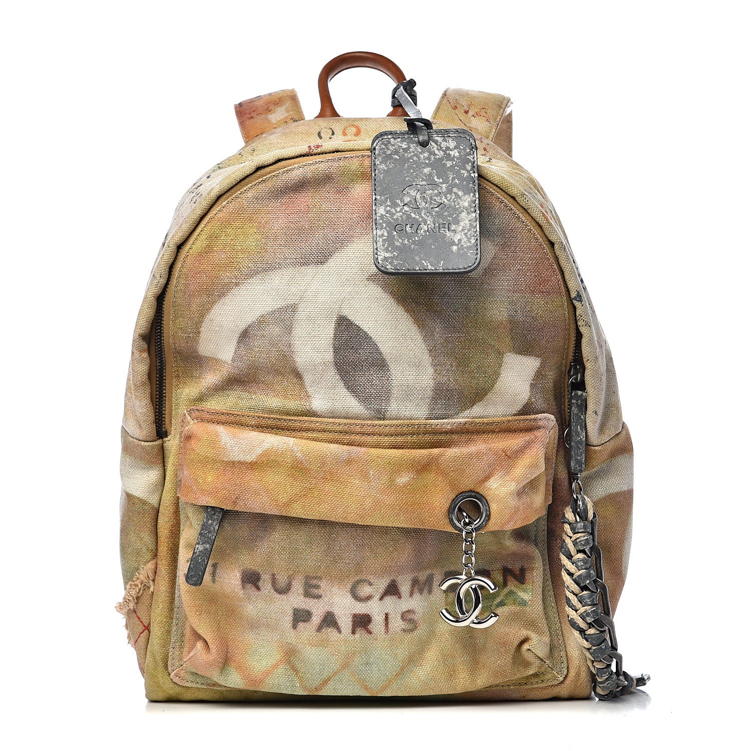 Chanel Graffiti Printed Canvas Medium Backpack Beige 1 of 9