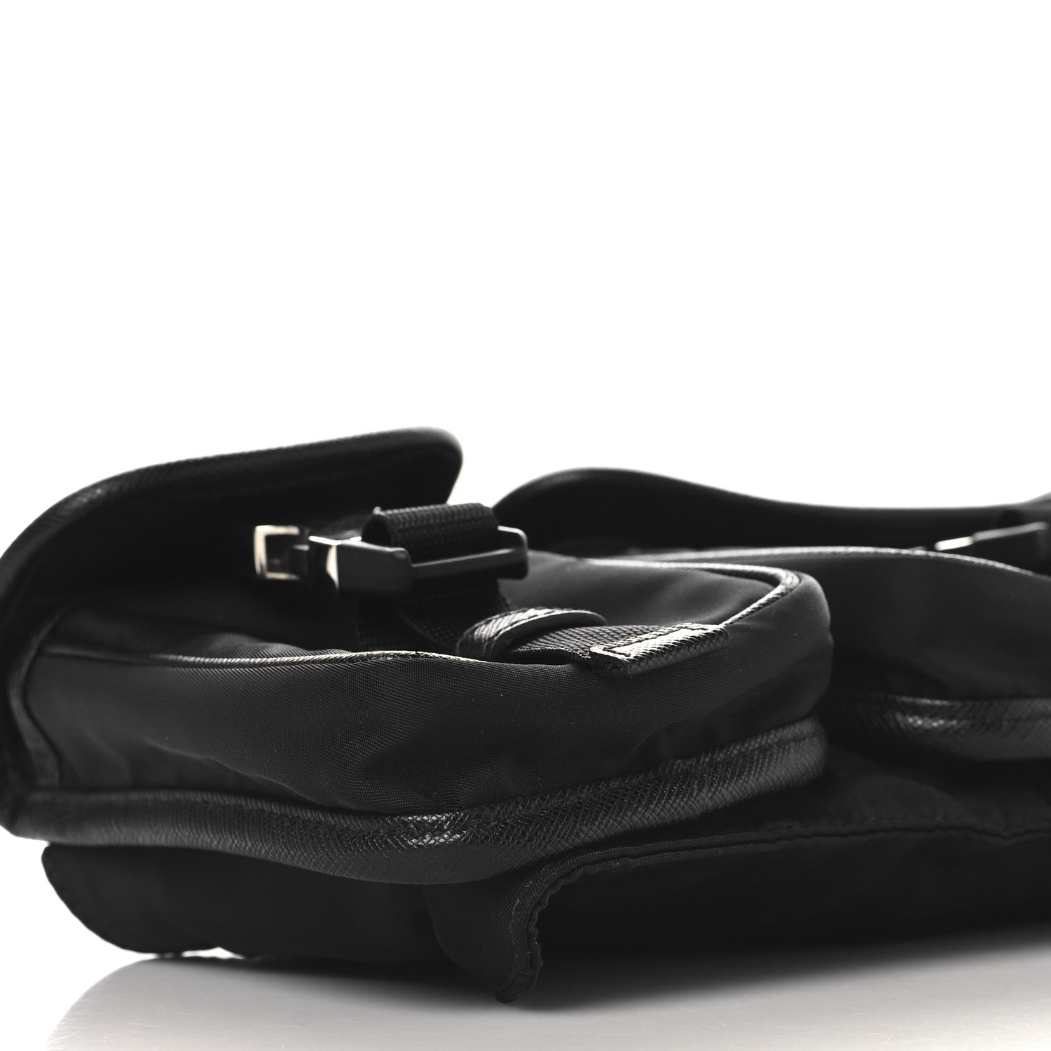 Prada Tessuto Nylon Saffiano Marsupio Triple Pocket Belt Bag Black