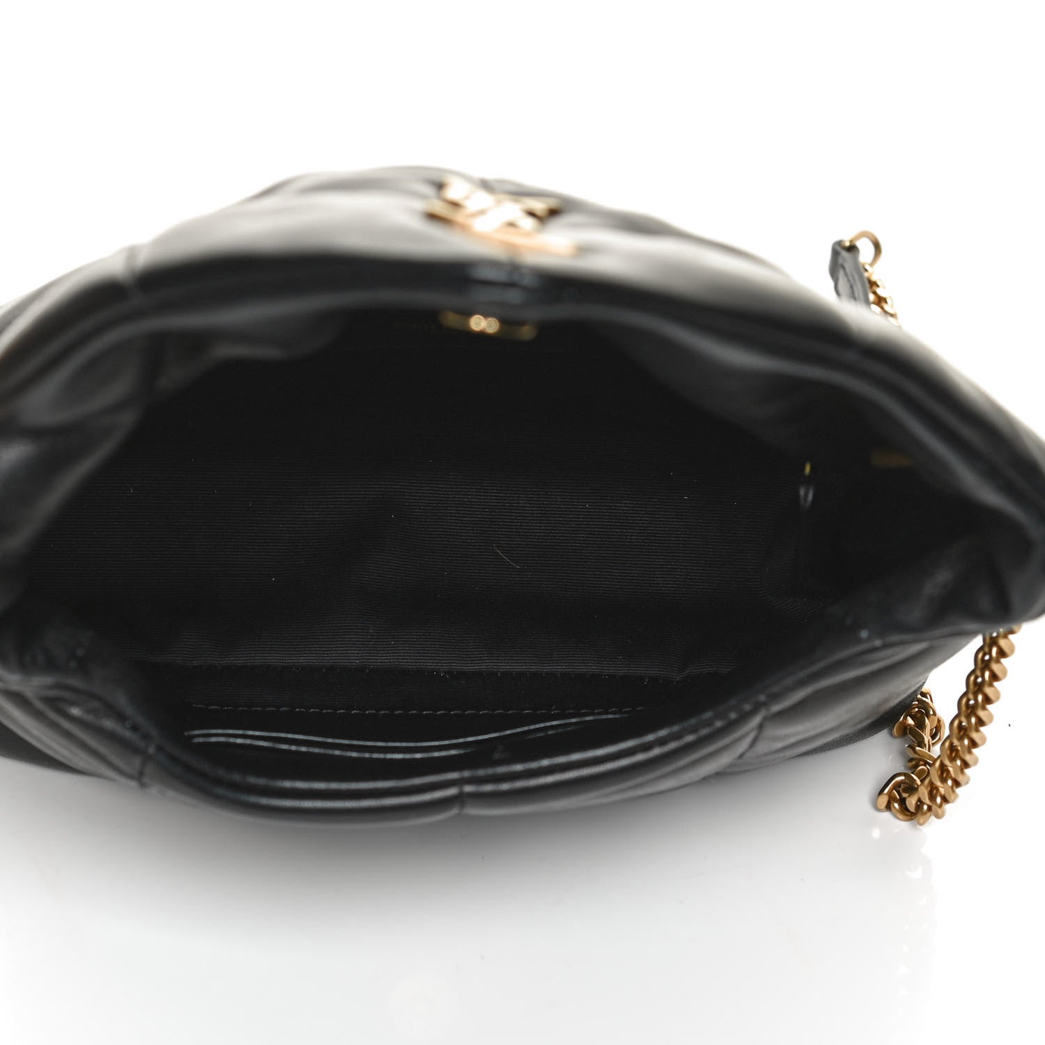 Saint Laurent Lambskin Quilted Toy Loulou Puffer Monogram Chain Satchel Black 5 of 13