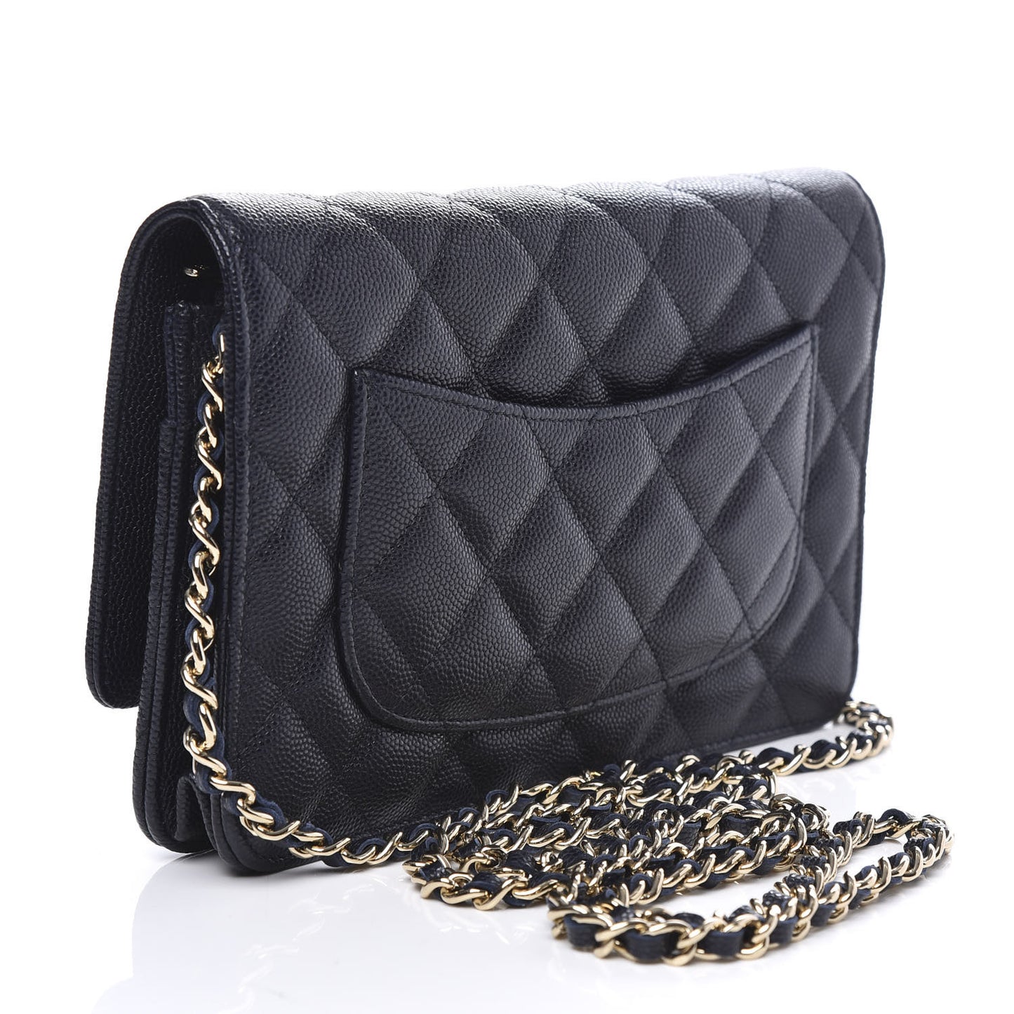 Caviar Quilted Wallet On Chain WOC Navy Blue