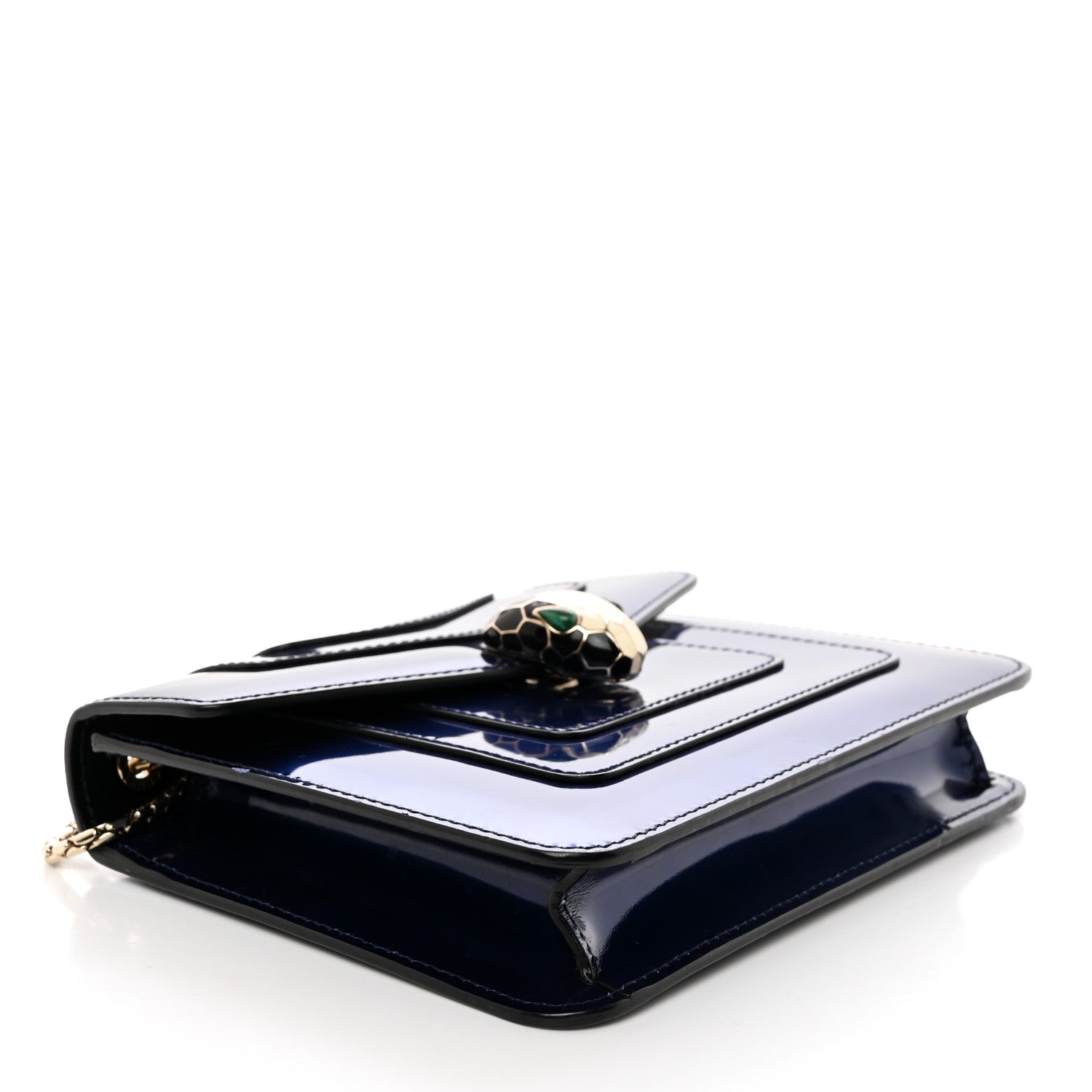 Bulgari Metallic Calfskin Small Serpenti Forever Snake Strap Crossbody Bag Blue 4 of 10