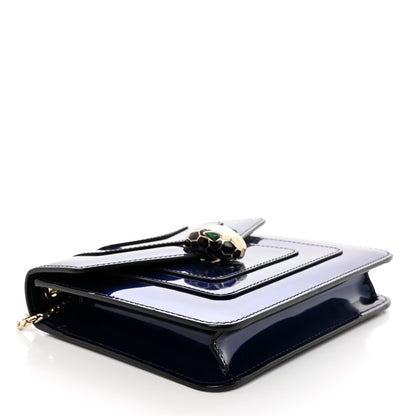 Bulgari Metallic Calfskin Small Serpenti Forever Snake Strap Crossbody Bag Blue 4 of 10