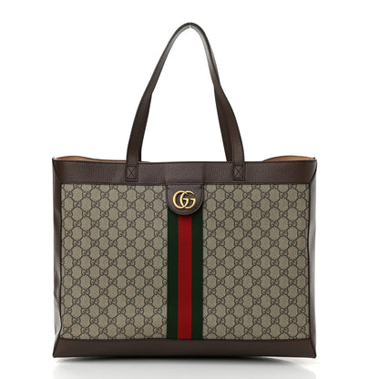 Gucci GG Supreme Monogram Web Ophidia Tote Brown 3 of 15