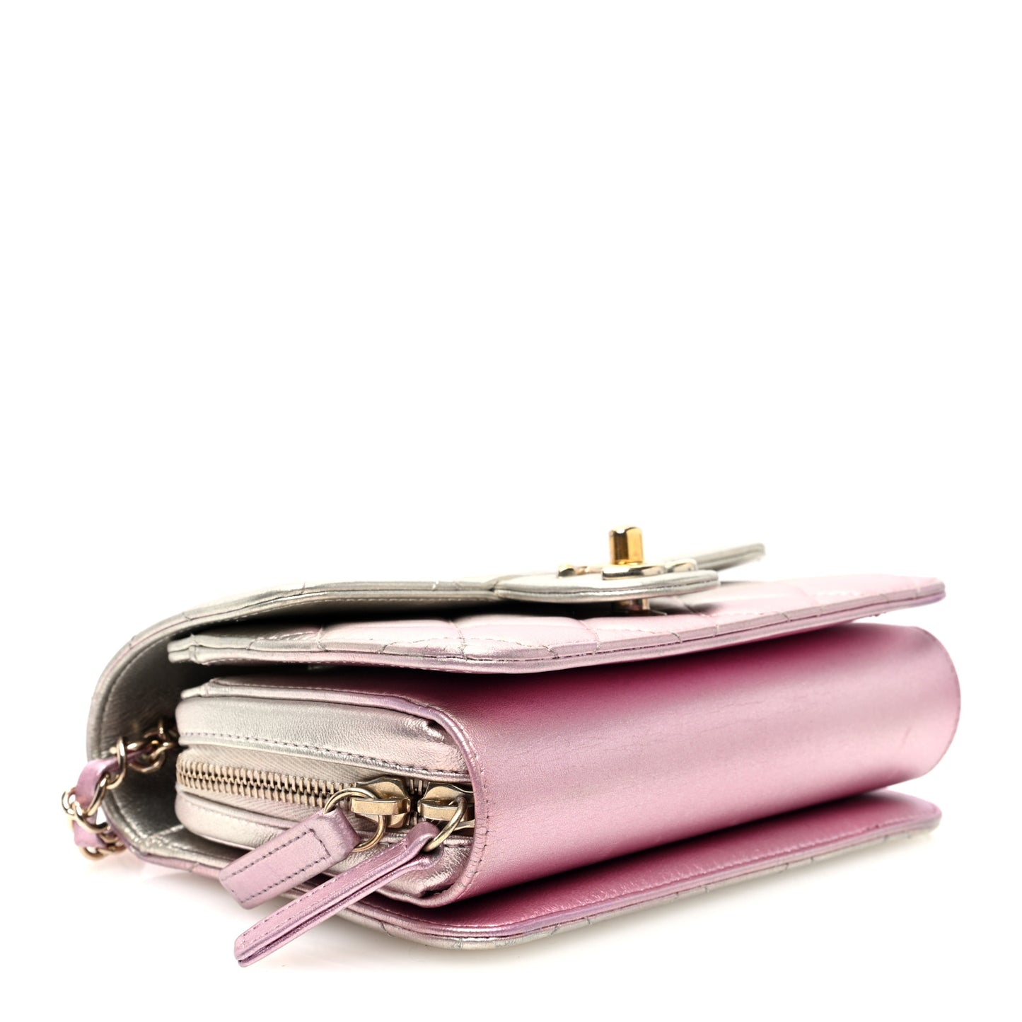 Metallic Lambskin Like A Wallet Flap Golden Pink