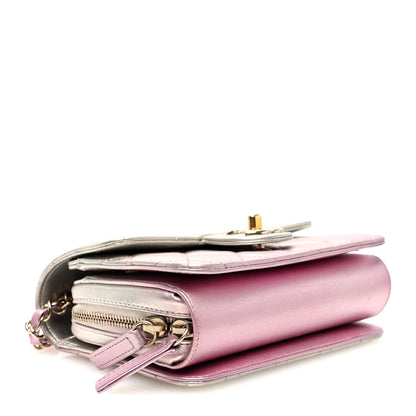 Chanel Metallic Lambskin Like A Wallet Flap Golden Pink 4 of 11