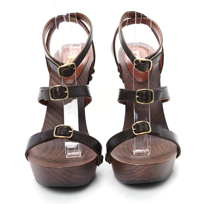 Saint Laurent Calfskin Joan 100 Sandals 38 Brown 3 of 9