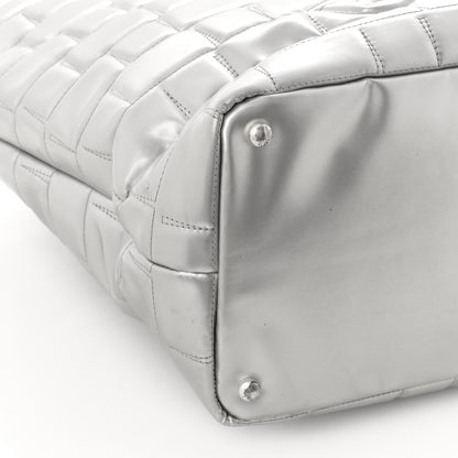 Chanel Vinyl Quilted Frozen Shopping Tote Silver 8 of 13