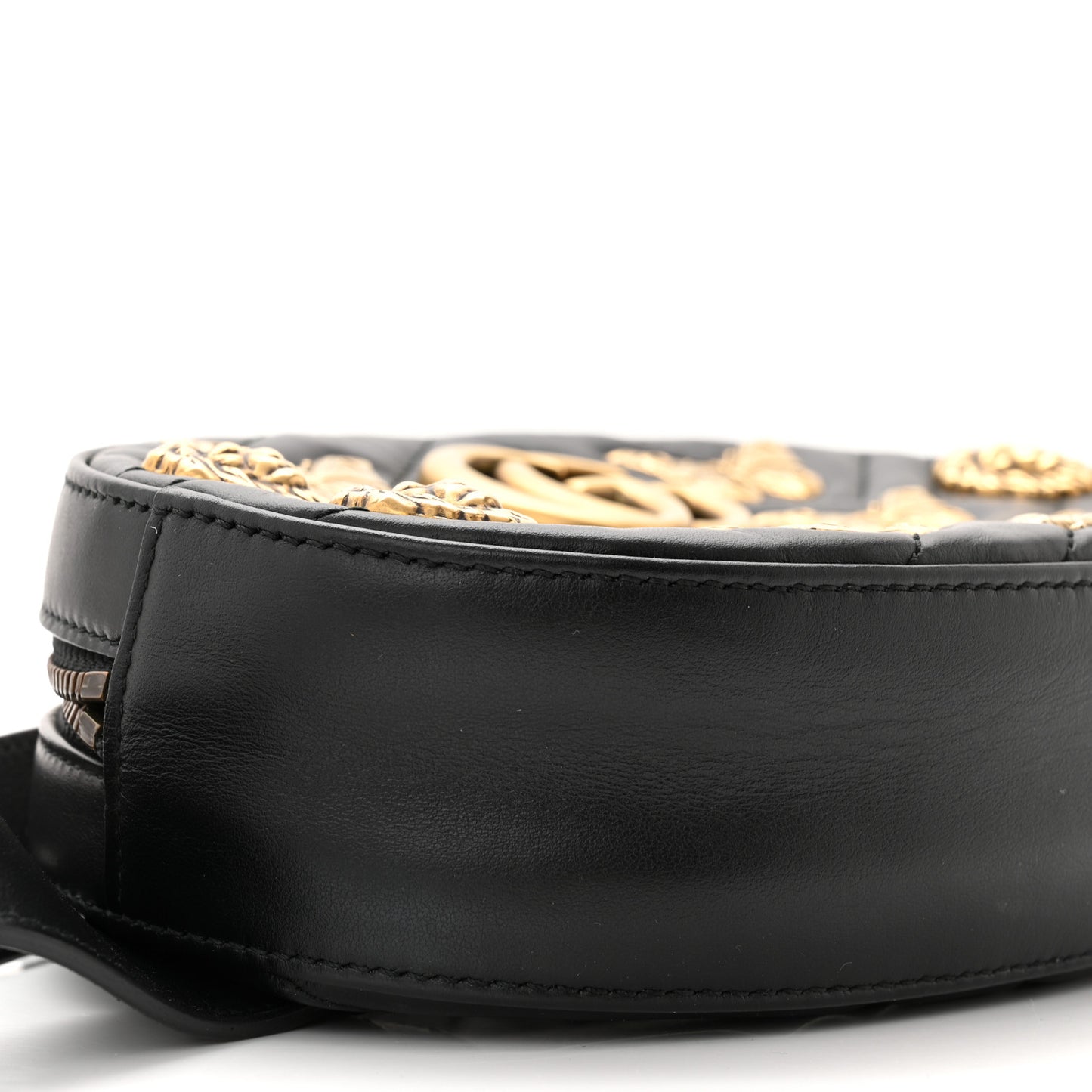 Calfskin Matelasse Animal Studs GG Marmont Belt Bag Black