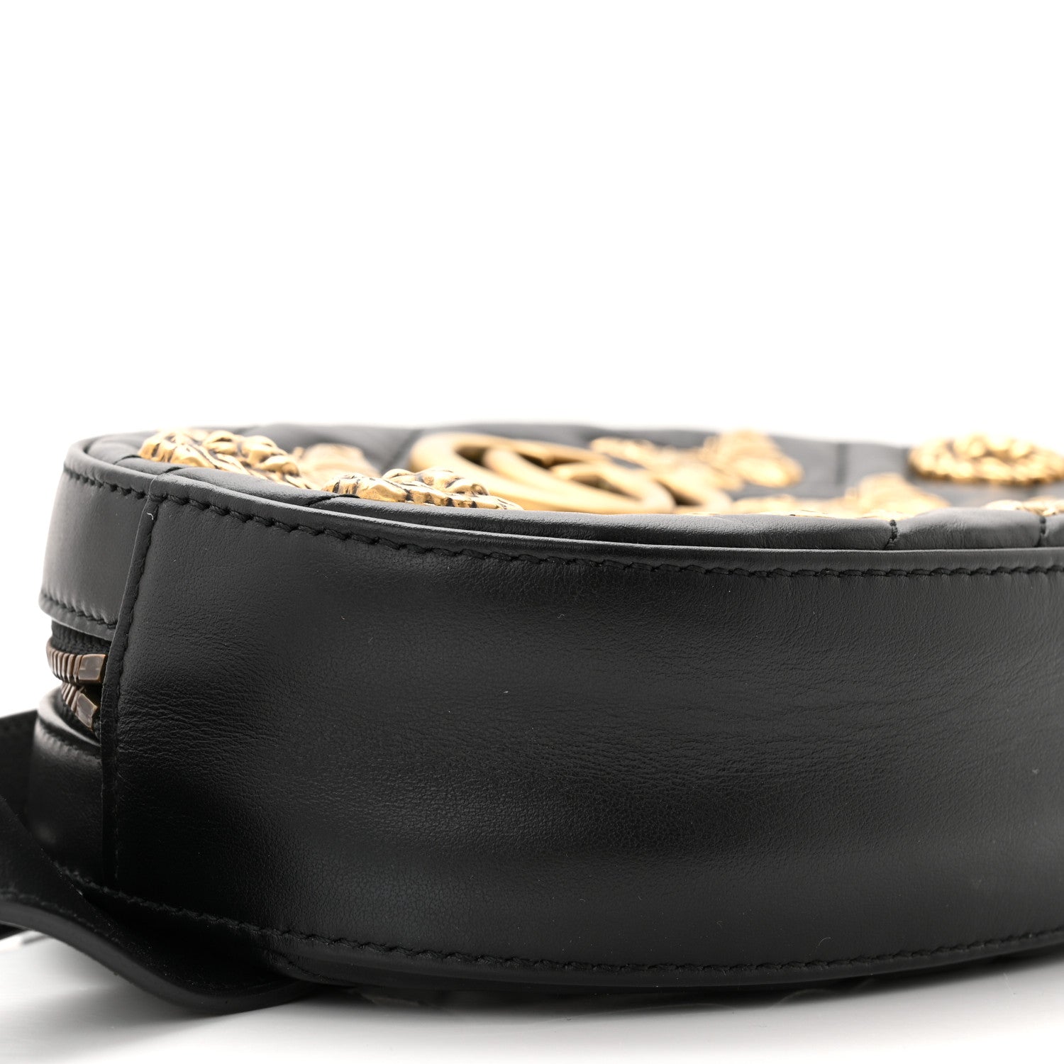 Gucci Calfskin Matelasse Animal Studs GG Marmont Belt Bag Black 8 of 9