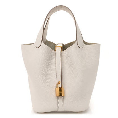 Hermes Taurillon Clemence Picotin Lock 18 PM Gris Pale 1 of 11