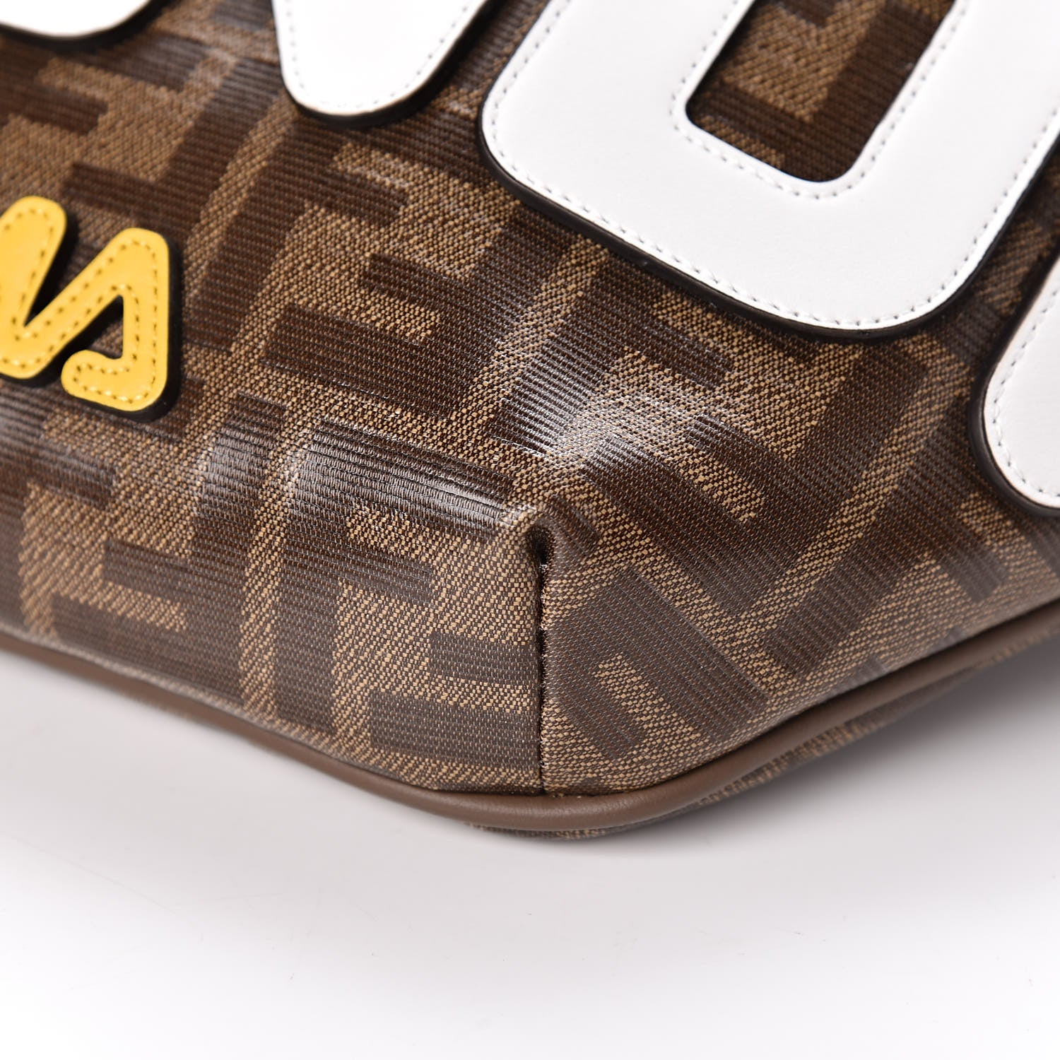 Fendi X FILA Glazed Fabric Vitello Century FF 1974 Mania Belt Bag Mogano Panna White 11 of 13