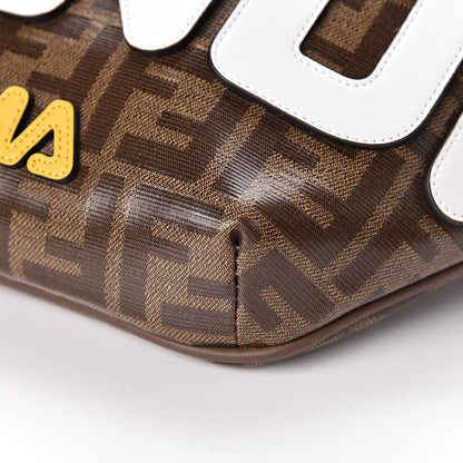Fendi X FILA Glazed Fabric Vitello Century FF 1974 Mania Belt Bag Mogano Panna White 11 of 13