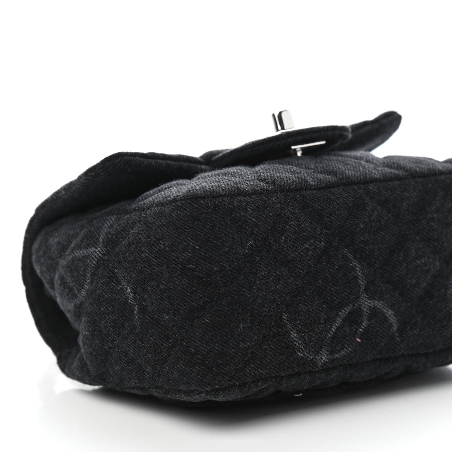Denim CC Quilted Mini Square Flap Black
