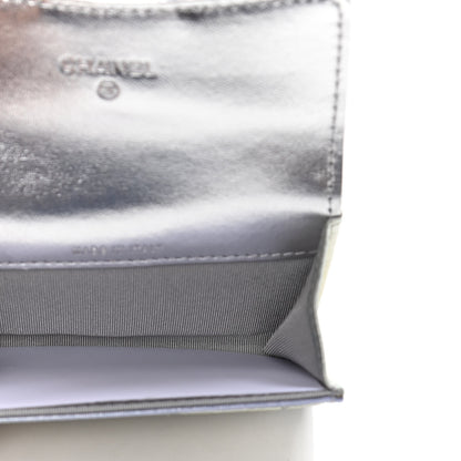 Chanel Gradient Metallic Calfskin Quilted Flap Card Holder Wallet Silver Blue Yellow Purple 5 of 8