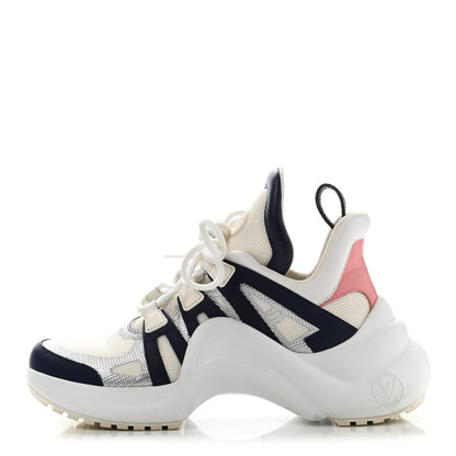 Louis Vuitton Calfskin Technical Nylon LV Archlight Sneaker 37 White Blue Pink 1 of 15