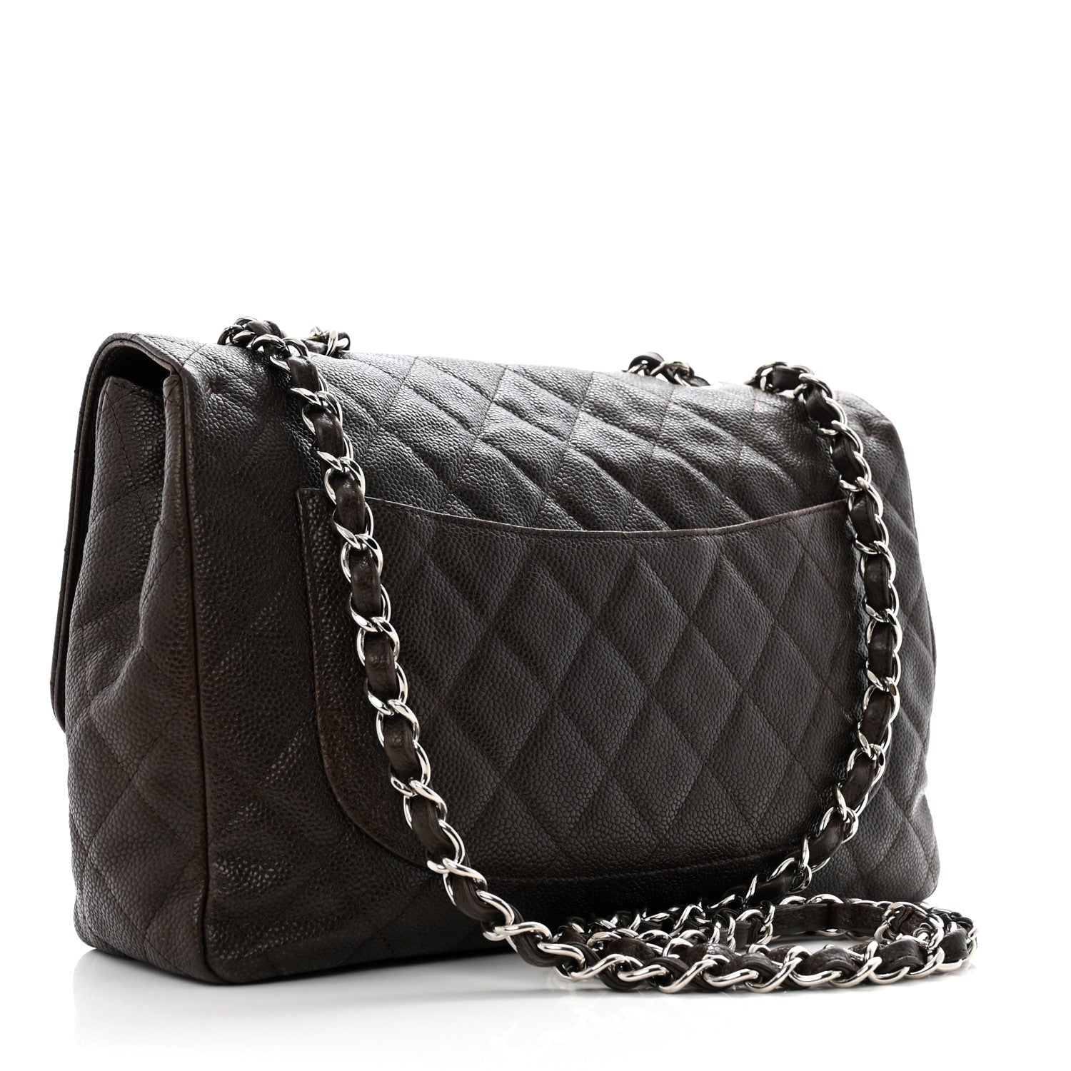 Chanel Caviar Quilted Jumbo Single Flap Dark Brown 3 of 15
