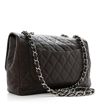 Chanel Caviar Quilted Jumbo Single Flap Dark Brown 3 of 15