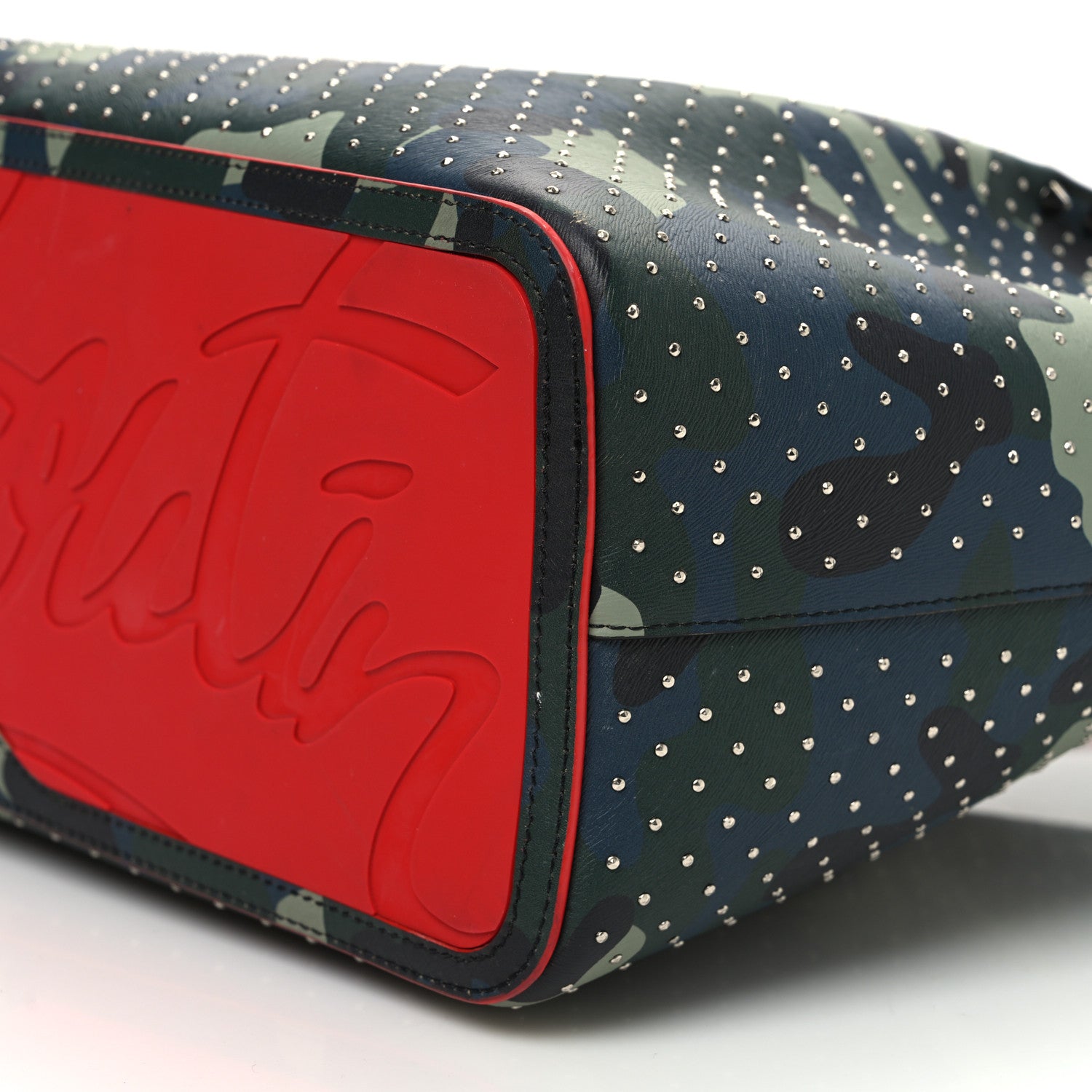 Christian Louboutin Calfskin Spiked Camouflage Large Cabarock Shopper Tote Multicolor 10 of 13