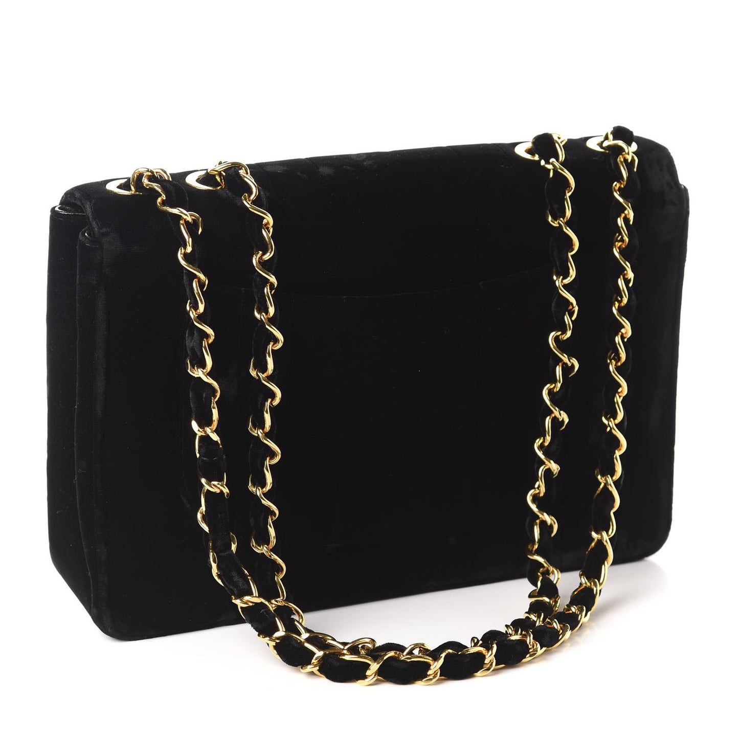 Velvet Vertical Quilted Jumbo Single Flap Black