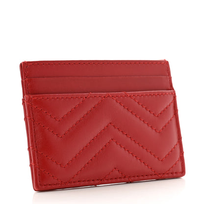 Gucci Calfskin Matelasse GG Marmont Card Holder Hibiscus Red 3 of 7