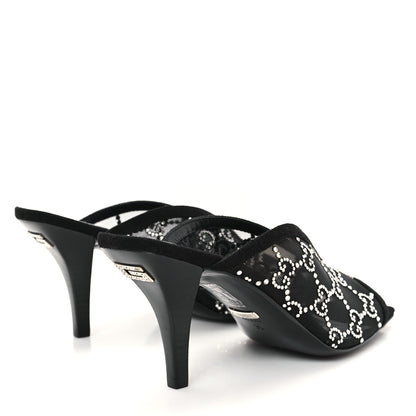 Gucci Tela Retino Kid Scamosciato Crystal GG Monogram Square G 95mm Slide Sandals 35 Black 5 of 9
