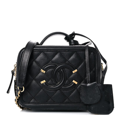 Chanel Caviar Quilted Small CC Filigree Vanity Case Black 1 of 28