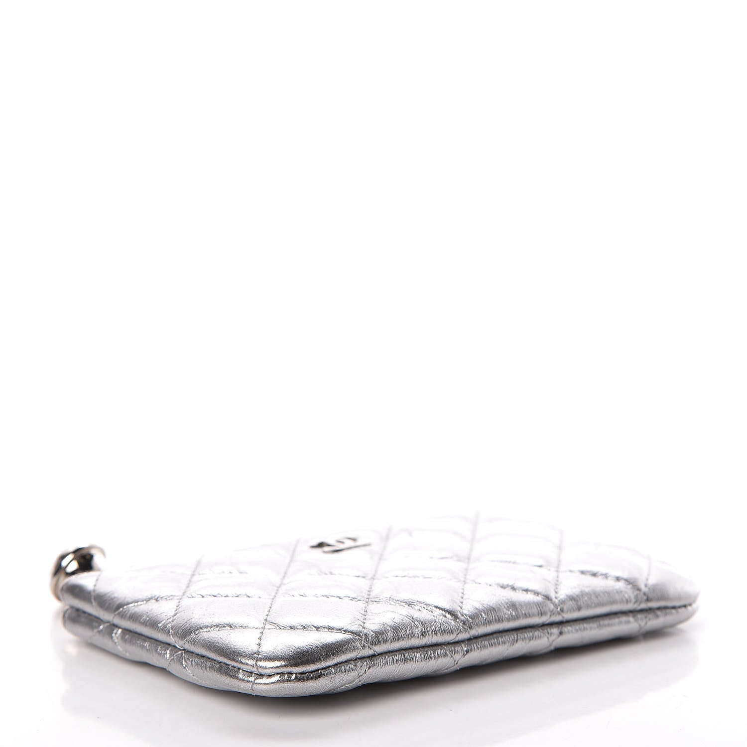 Chanel Metallic Calfskin Quilted Small Cosmo Cosmetic Case Silver 4 of 8
