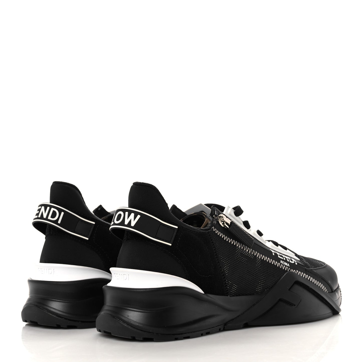 Nylon Lycra FF Mens Fendi Flow Low Top Sneakers 7 Black