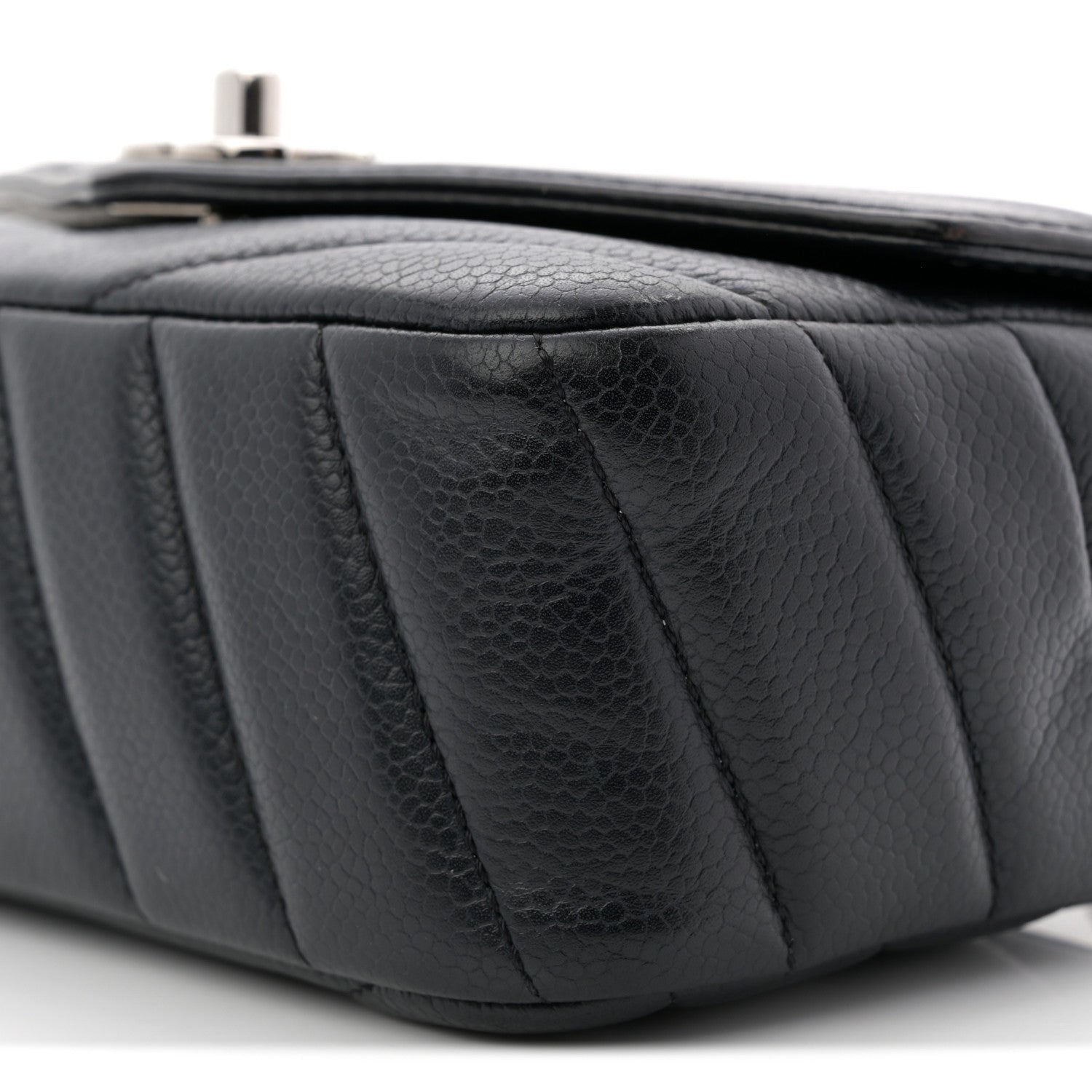 Chanel Caviar Chevron Quilted Small Single Flap Black 10 of 11