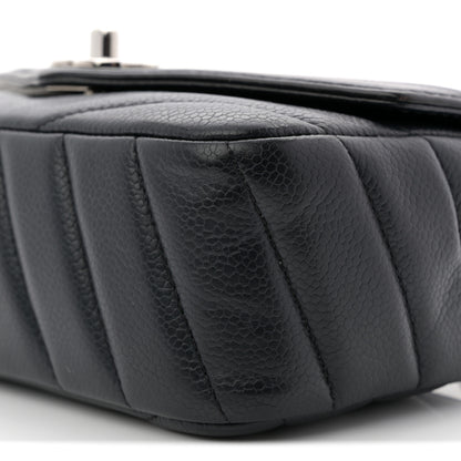 Chanel Caviar Chevron Quilted Small Single Flap Black 10 of 11