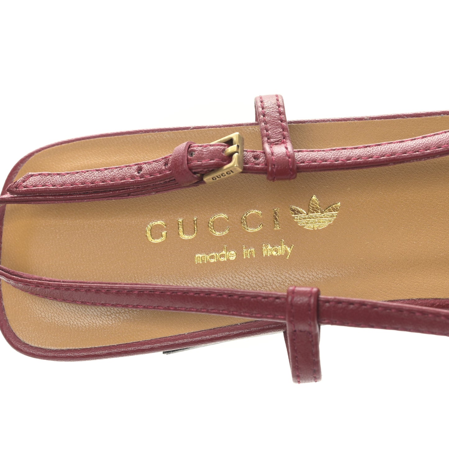 X ADIDAS Nappa Monogram Jumbo GG Trefoil Slingback Sandals 37.5 New Cherry Red Blue