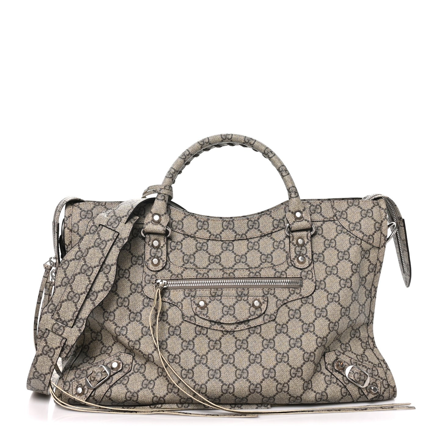 X GUCCI GG Supreme Monogram Neo Classic Silver Hardware City Beige Ebony