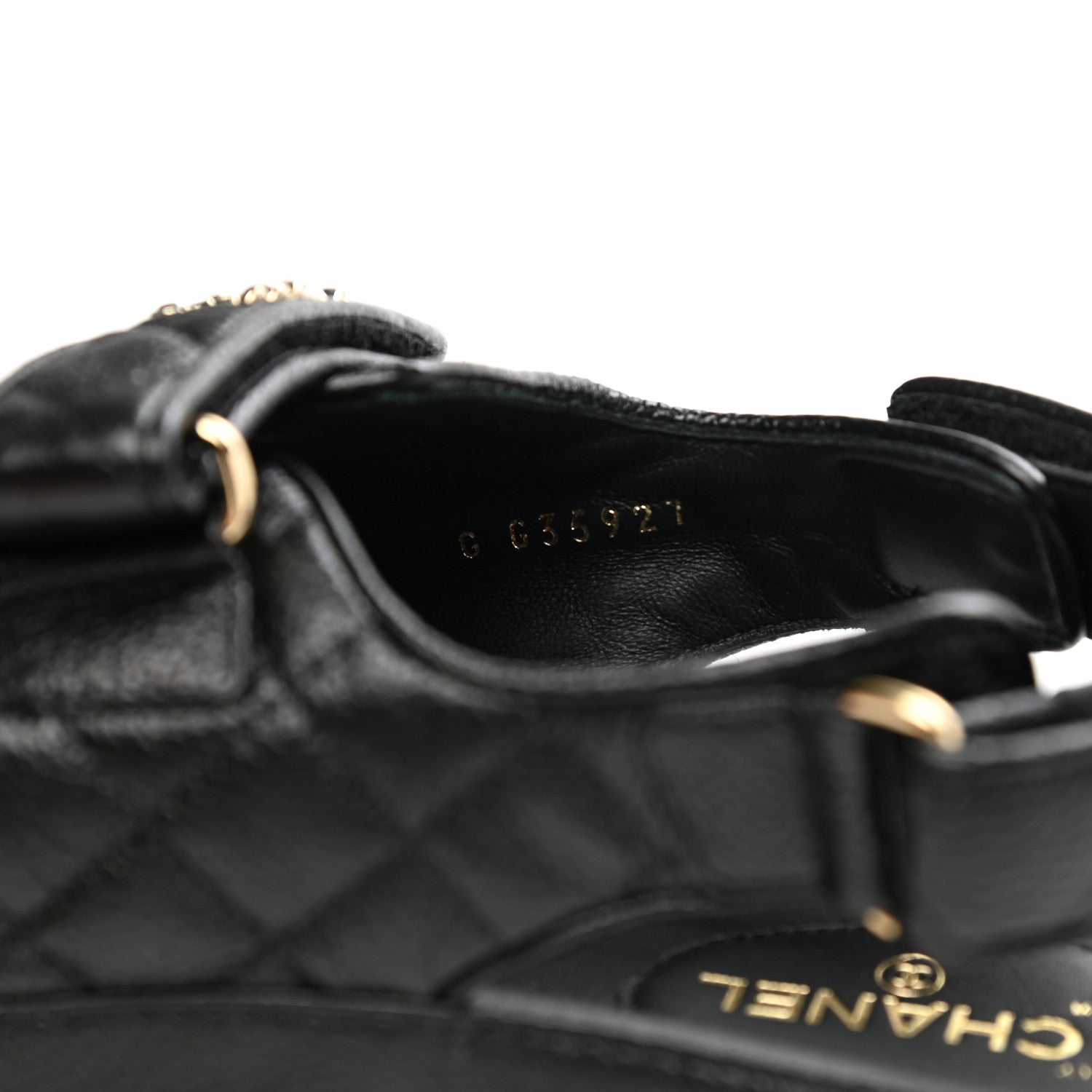 Chanel Grained Calfskin Velcro Dad Sandals 38.5 Black 8 of 9