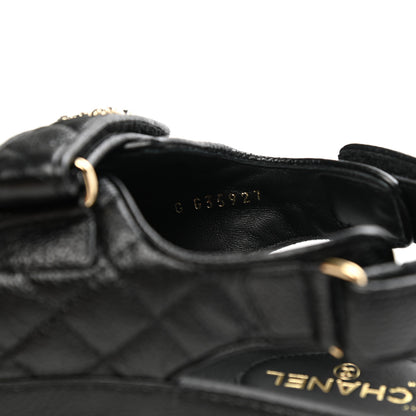 Chanel Grained Calfskin Velcro Dad Sandals 38.5 Black 8 of 9