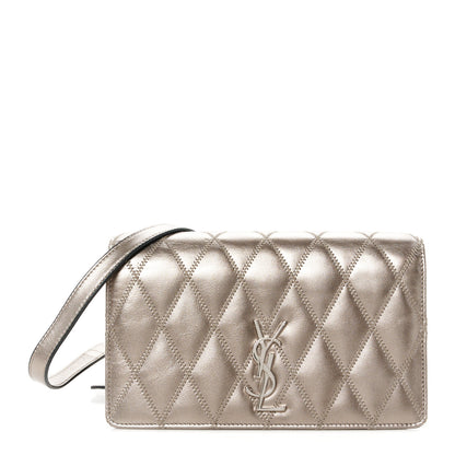 Saint Laurent Metallic Lambskin Diamond Quilted Monogram Angie Chain Bag Pimbo 1 of 11
