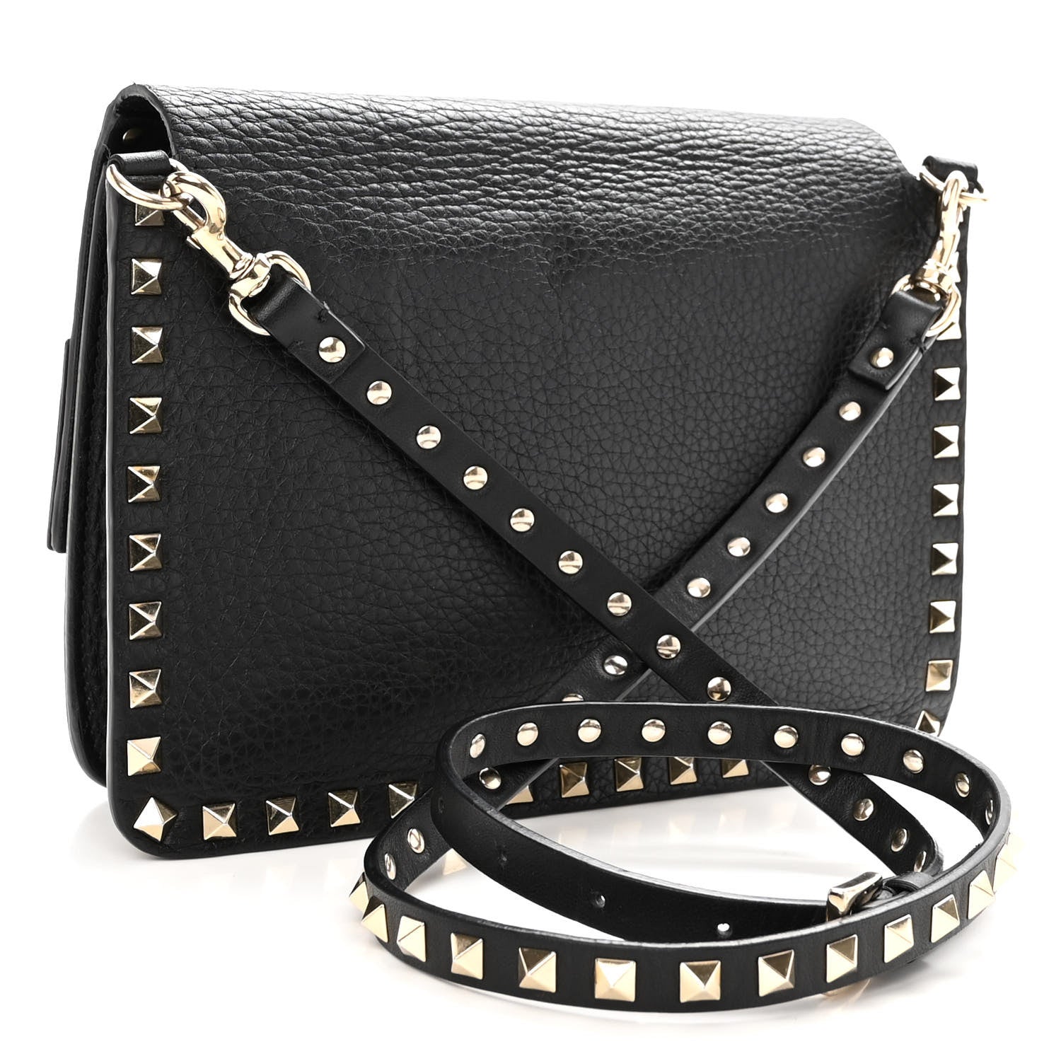 Valentino Garavani Pebbled Calfskin Rockstud Side Slip Crossbody Black 3 of 10