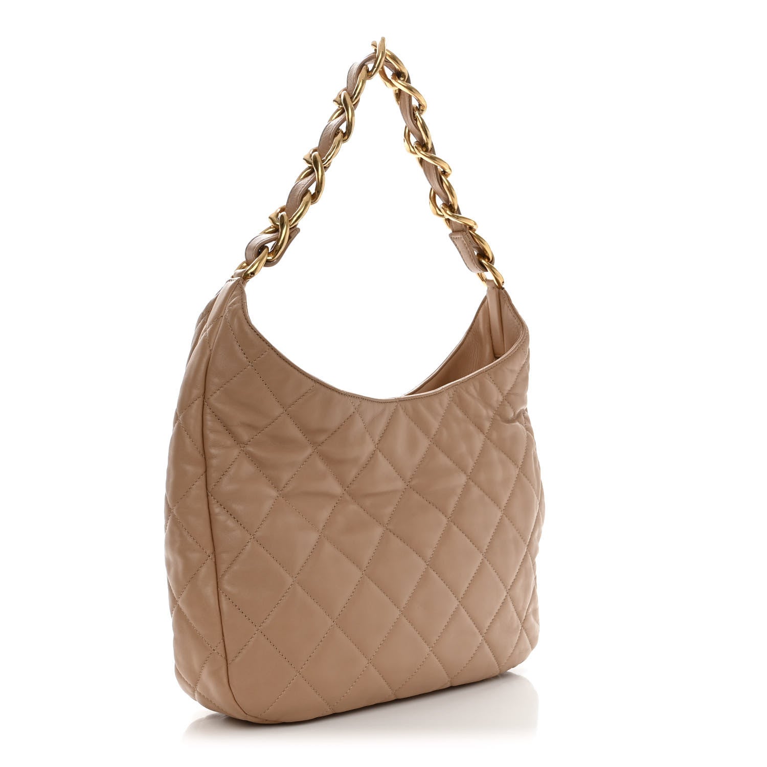 Chanel Lambskin Quilted Large CC Funky Town Hobo Beige 3 of 14
