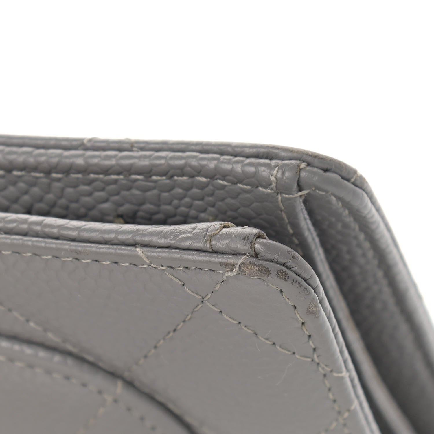 Chanel Caviar Quilted Yen Wallet Grey 10 of 12