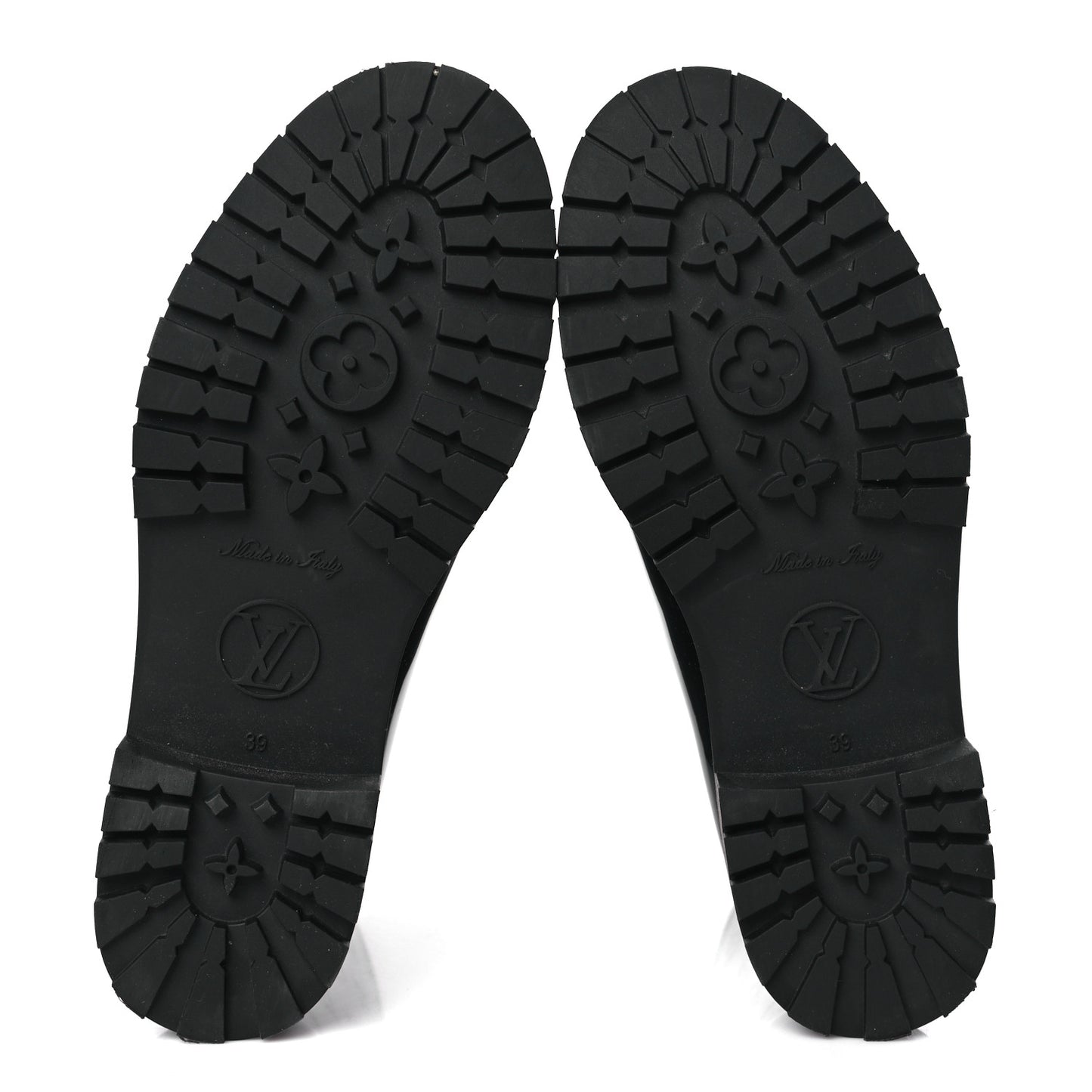 Rubber Embossed Monogram Drops Flat Half Boots 39 Black