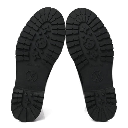 Louis Vuitton Rubber Embossed Monogram Drops Flat Half Boots 39 Black 5 of 7