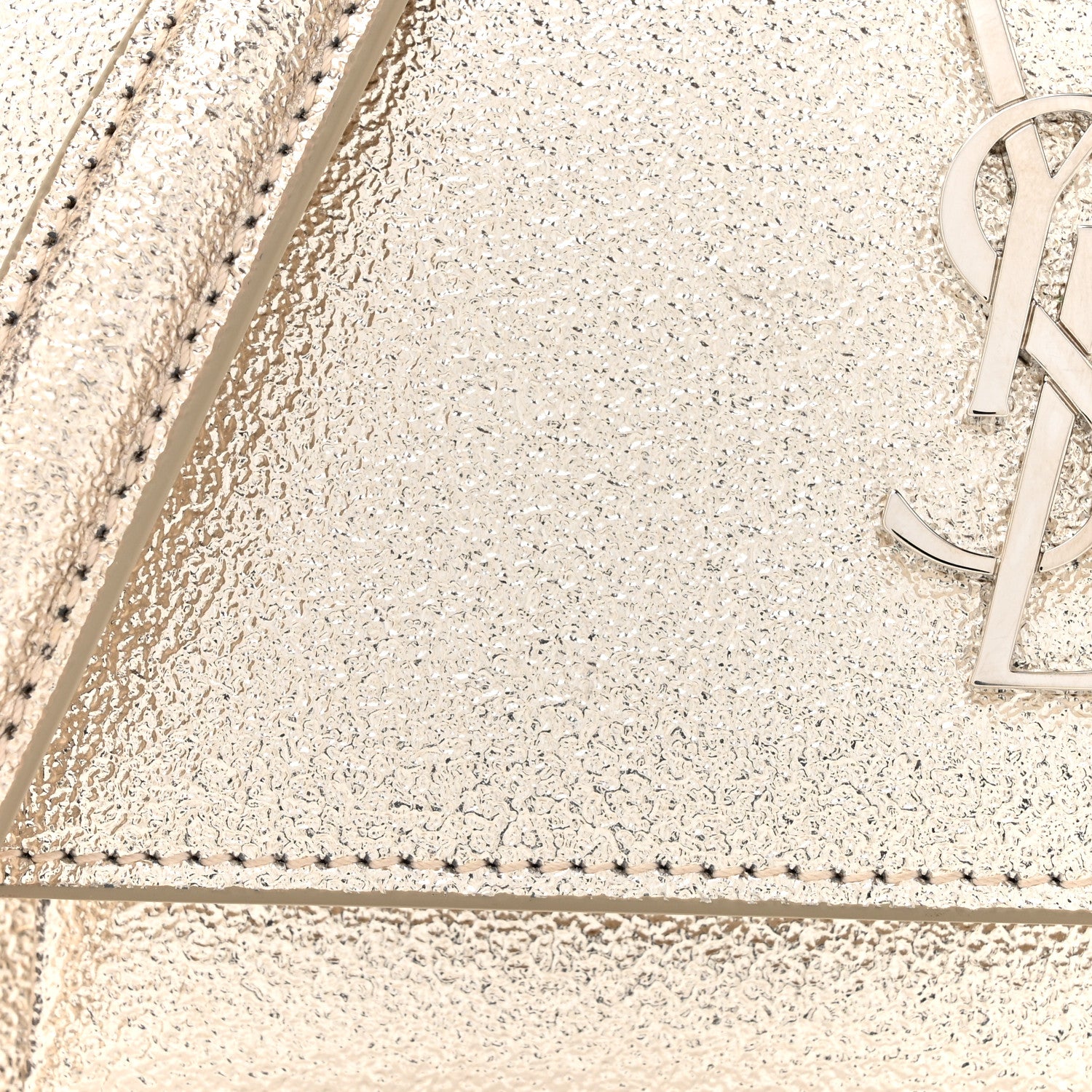 Saint Laurent Metallic Crackled Calfskin Monogram Sunset Chain Wallet Gold 8 of 11