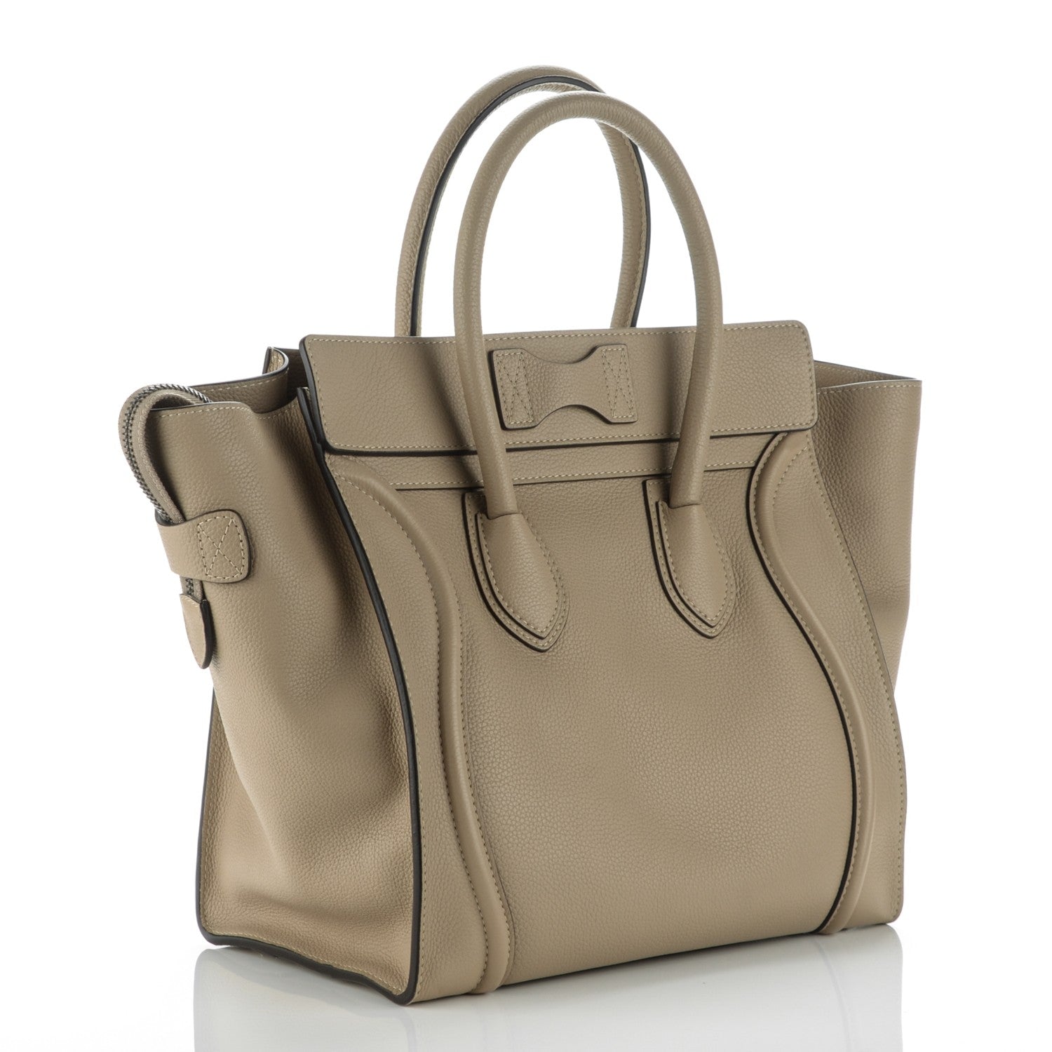 Celine Drummed Calfskin Mini Luggage Dune 3 of 7