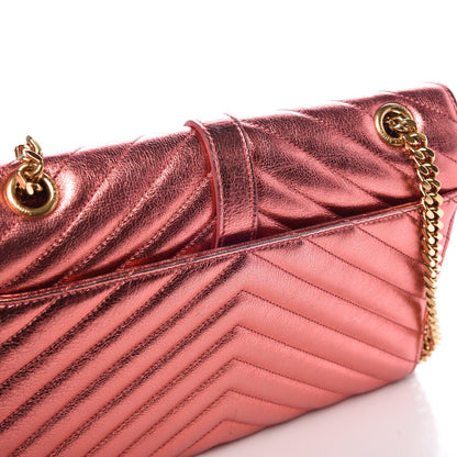 Saint Laurent Metallic Matelasse Chevron Small Monogram Chain Shoulder Bag Rose 11 of 11