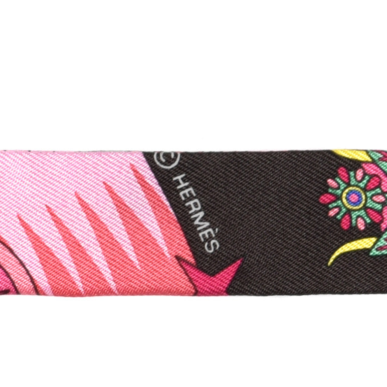 Hermes Silk La Source de Pegase Doll Twilly Ebene Rose Vif Jaune 3 of 4