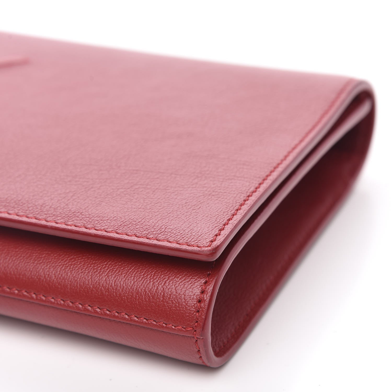 Saint Laurent Calfskin Monogram Large Belle De Jour Clutch Red 9 of 9