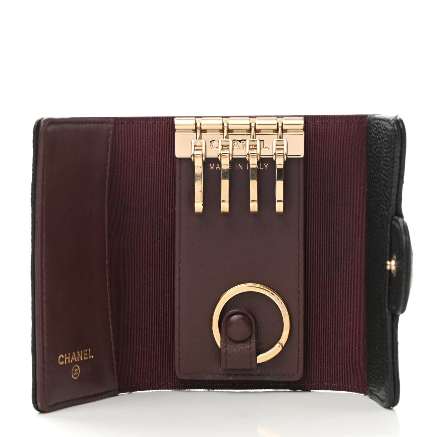 Caviar Quilted Classic 4 Key Holder Wallet Black