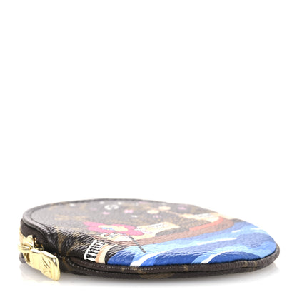 Louis Vuitton Monogram 2019 Christmas Animation Round Coin Purse Blue 4 of 8