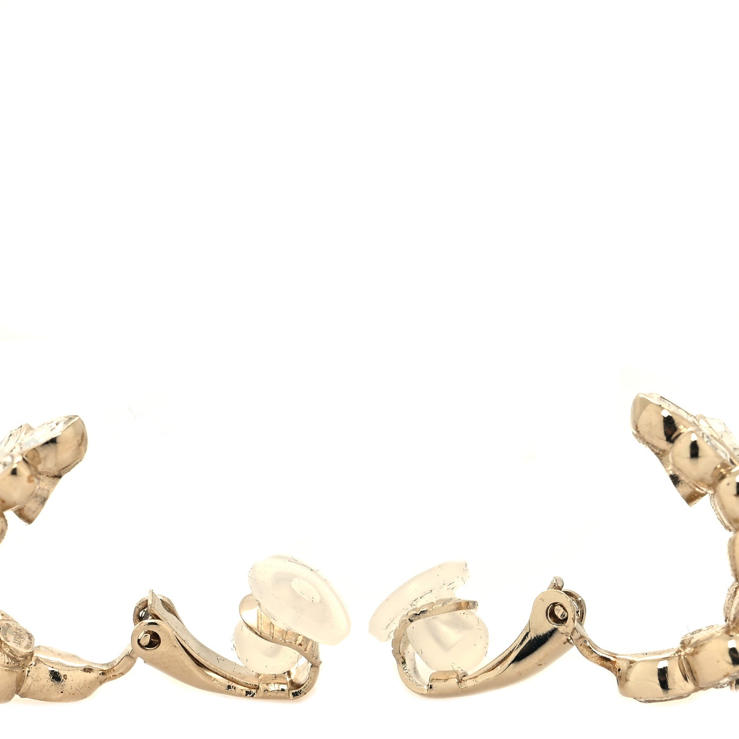 Chanel Crystal CC Hoop Earrings Gold 3 of 4