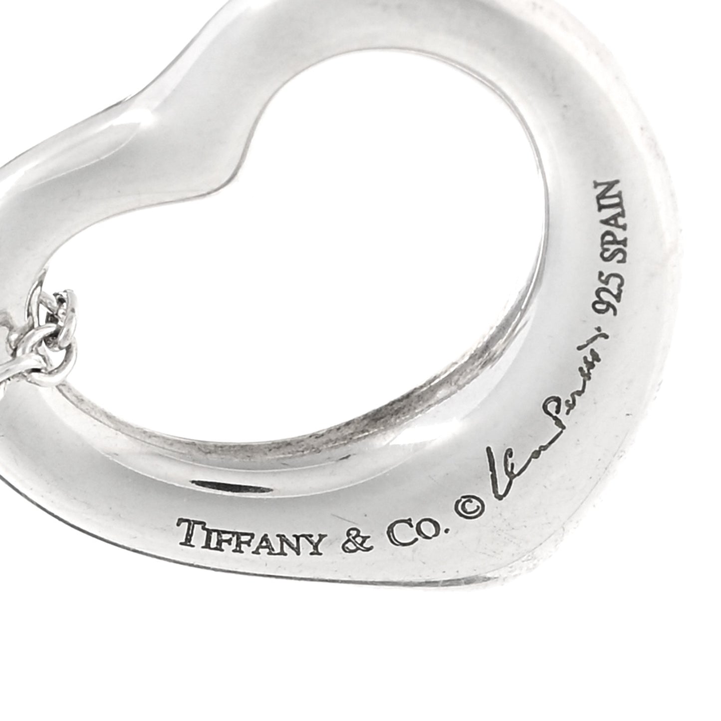 Sterling Silver 16mm Elsa Peretti Open Heart Pendant Necklace