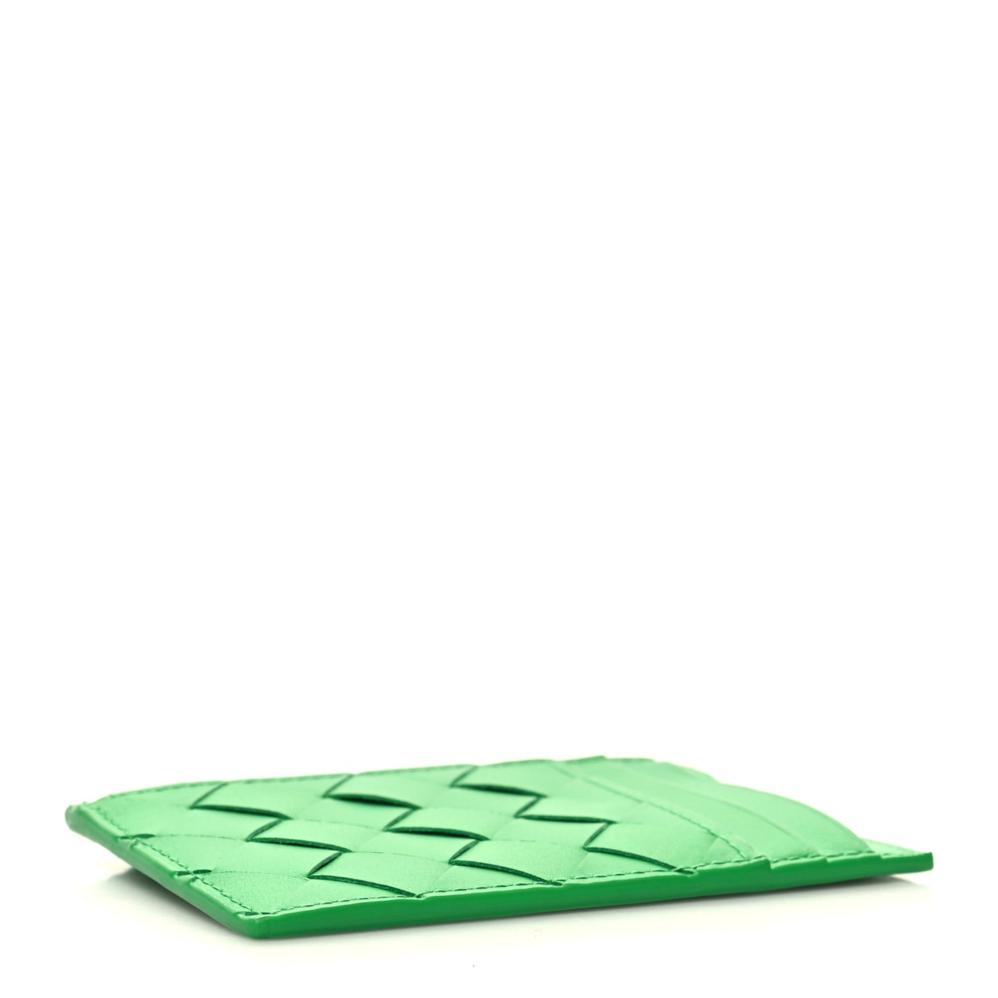 Calfskin Intrecciato Zip Card Holder Parakeet